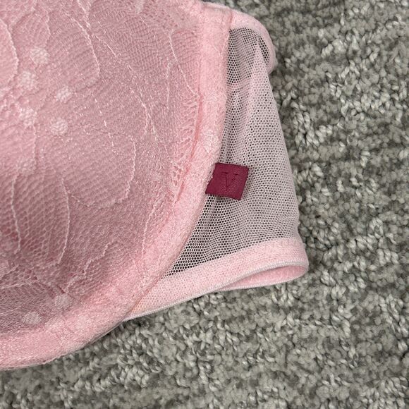 Victoria's Secret Push Up Bra Womens 36B Racer Back Front Clasp Pink Lacy Sexy - Picture 2 of 8